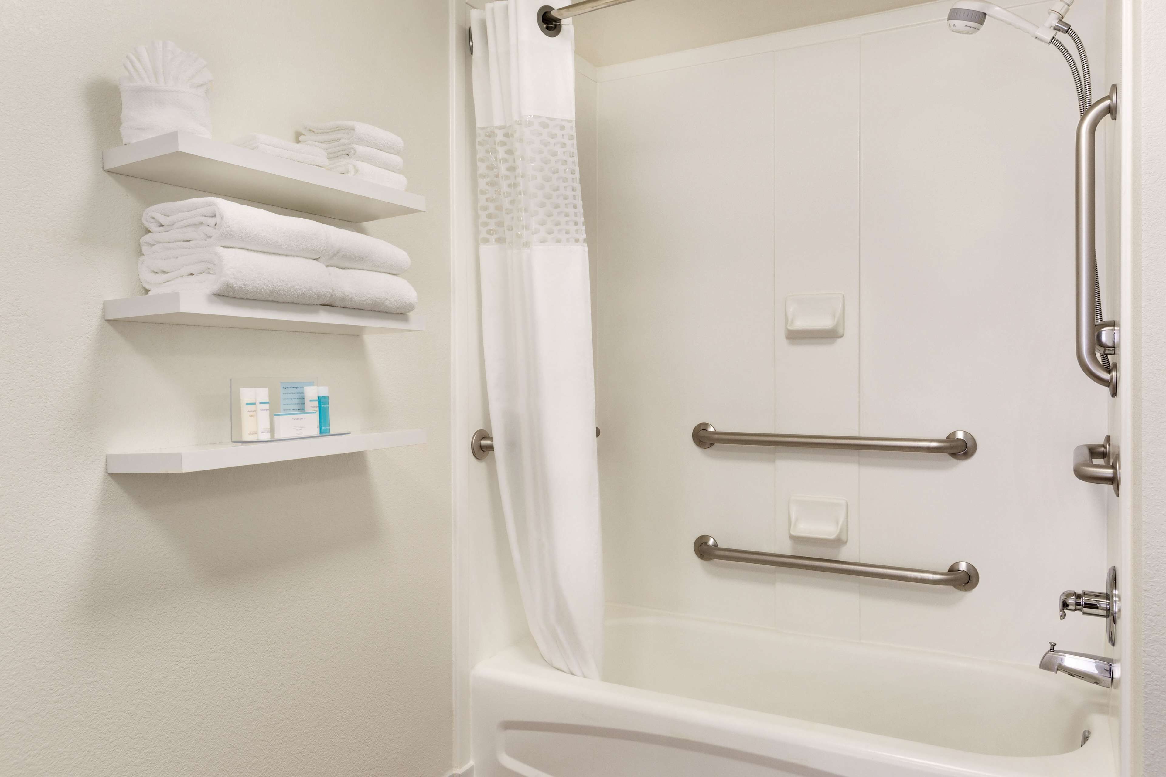 two queen beds, non-smoking, accessible | bathroom | hair dryer, towels