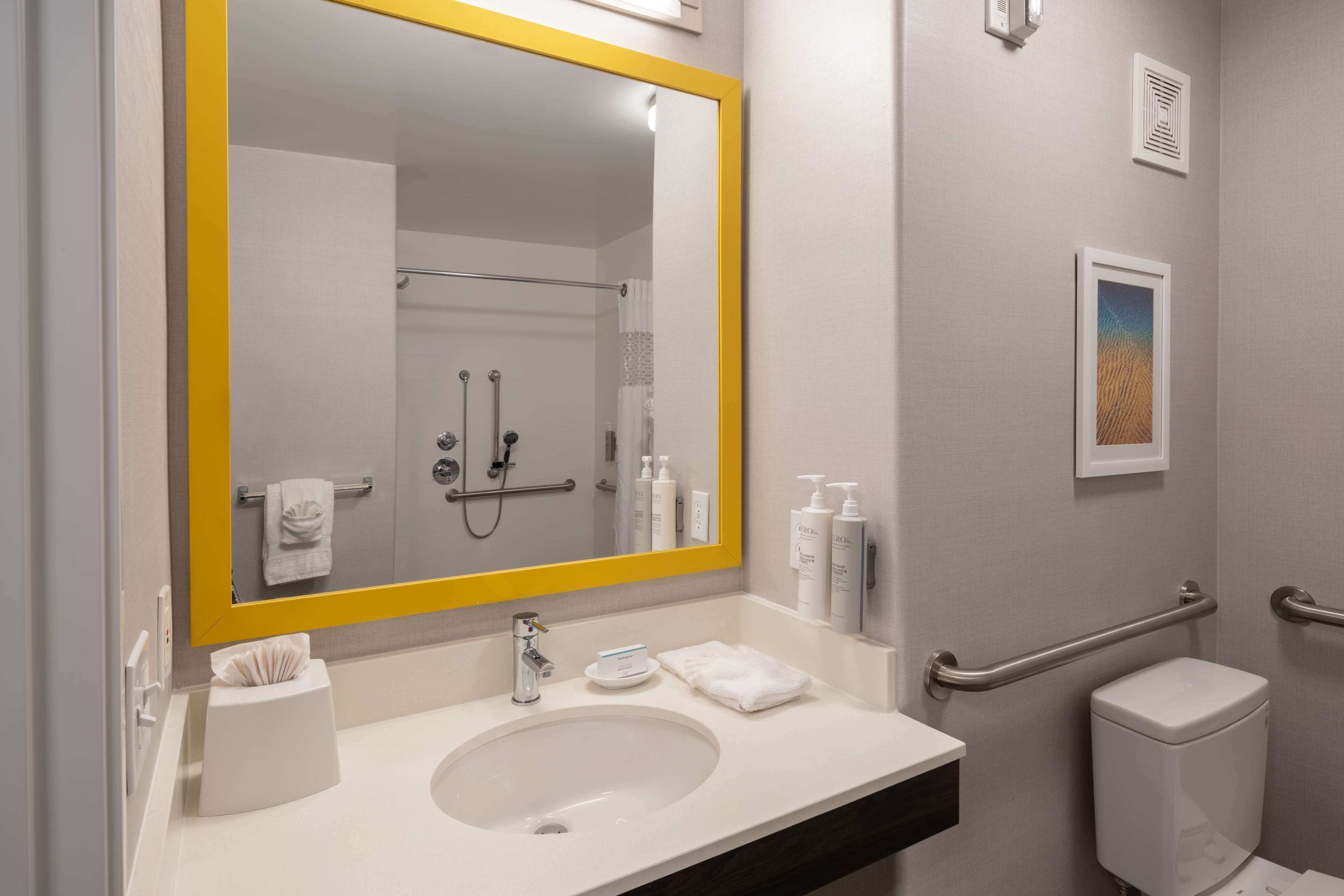 free toiletries, hair dryer, towels, soap