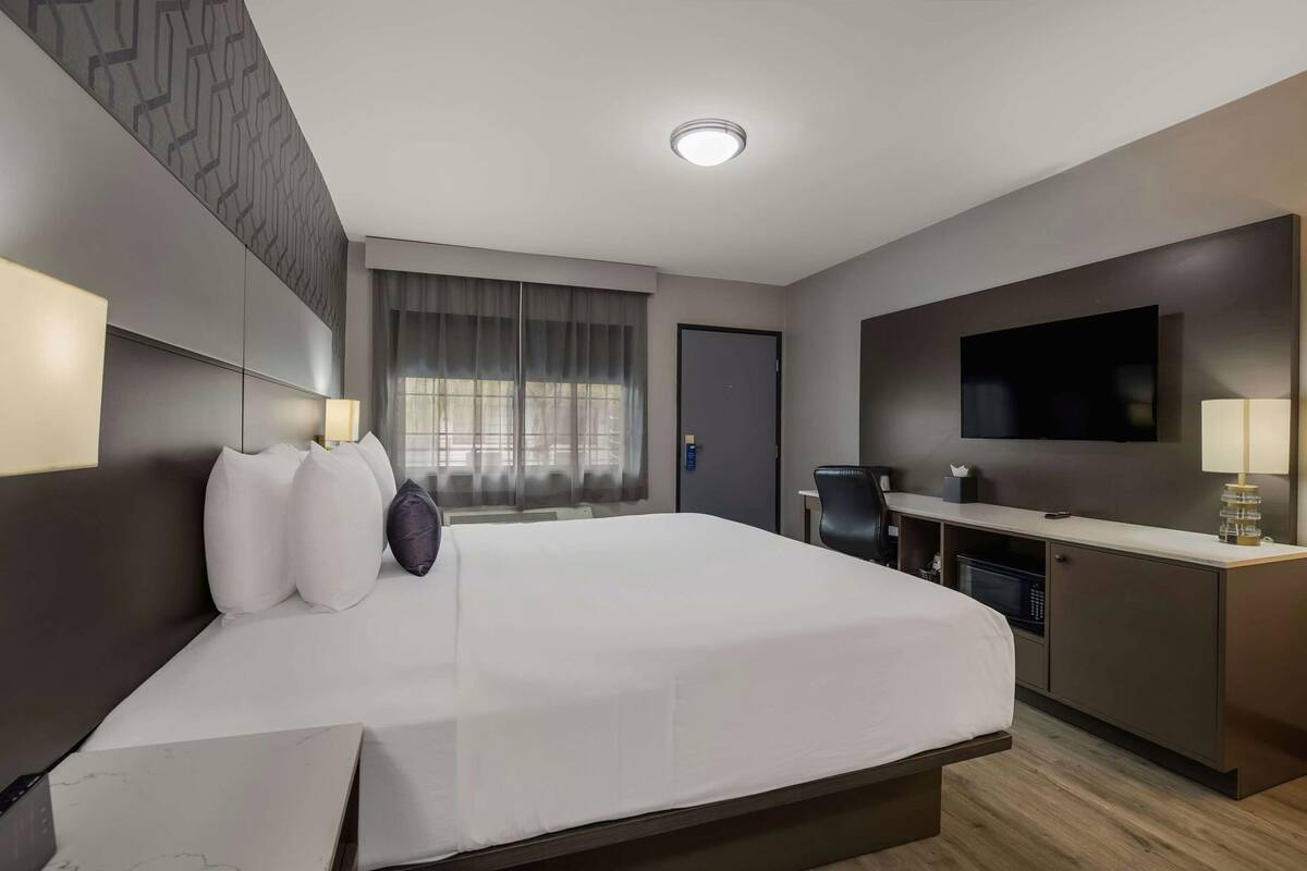 Blackout curtains, iron/ironing board, free WiFi, bed sheets