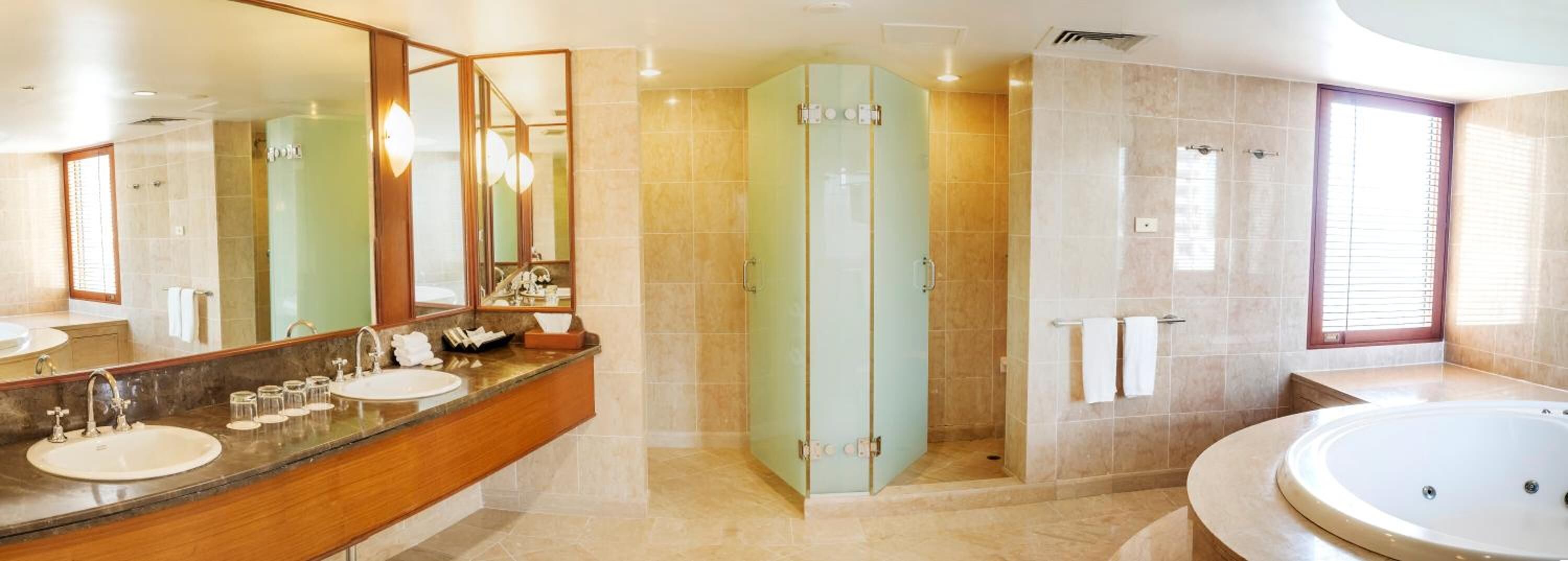 free toiletries, hair dryer, bathrobes, towels