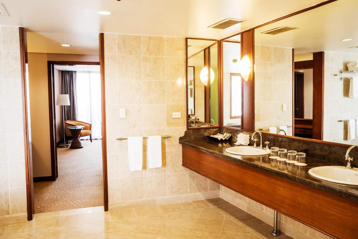 free toiletries, hair dryer, bathrobes, towels