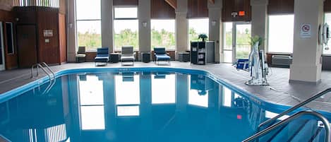 Indoor pool, open 8 AM to 10:00 PM, sun loungers