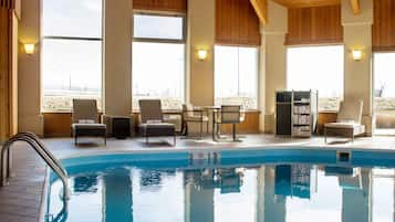 Indoor pool, open 8 AM to 11:00 PM, sun loungers