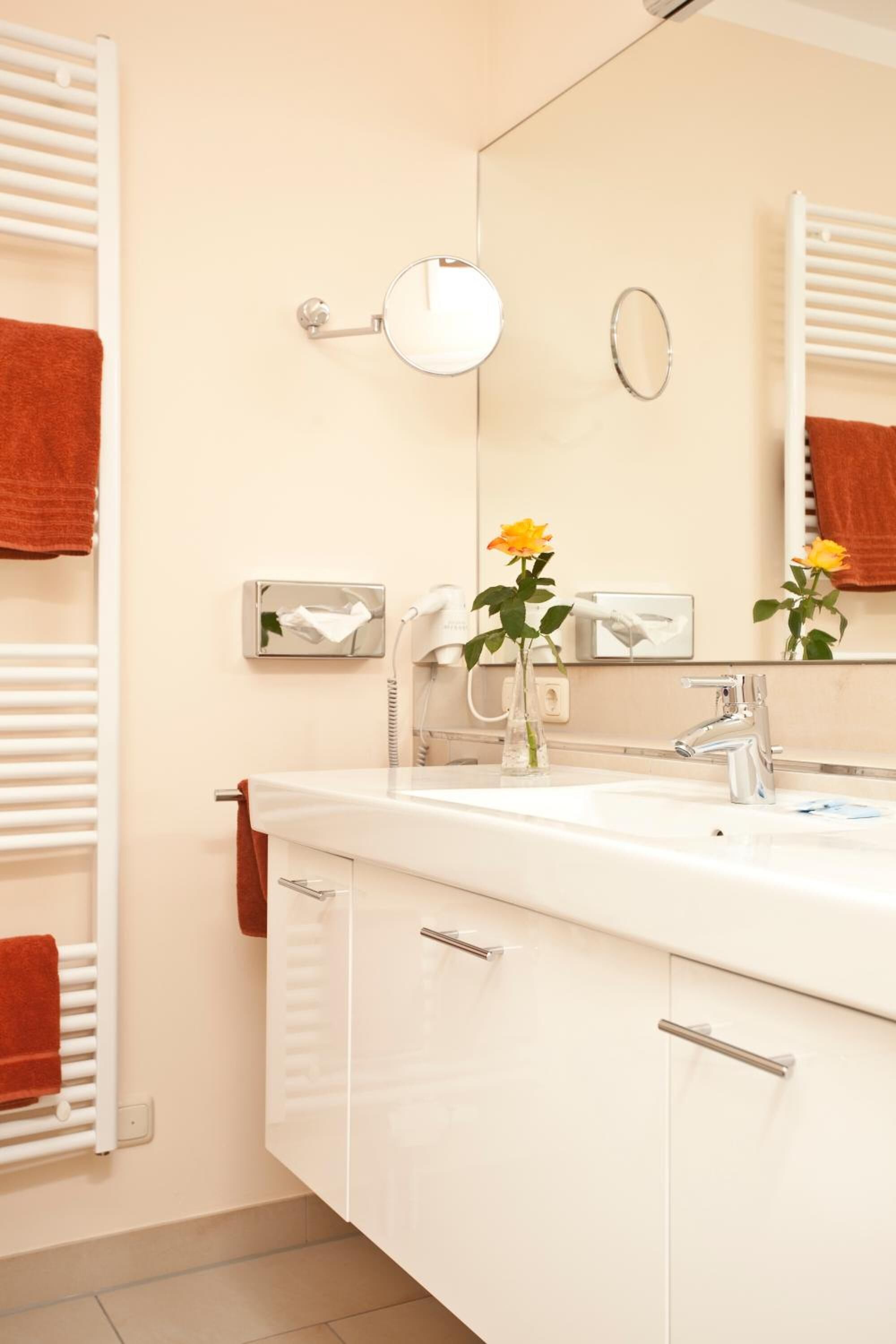 free toiletries, hair dryer, towels