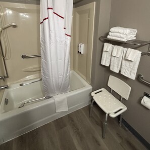 Superior Room, 1 King Bed, Accessible, Non Smoking | Bathroom | Combined shower/bathtub, free toiletries, hair dryer, towels