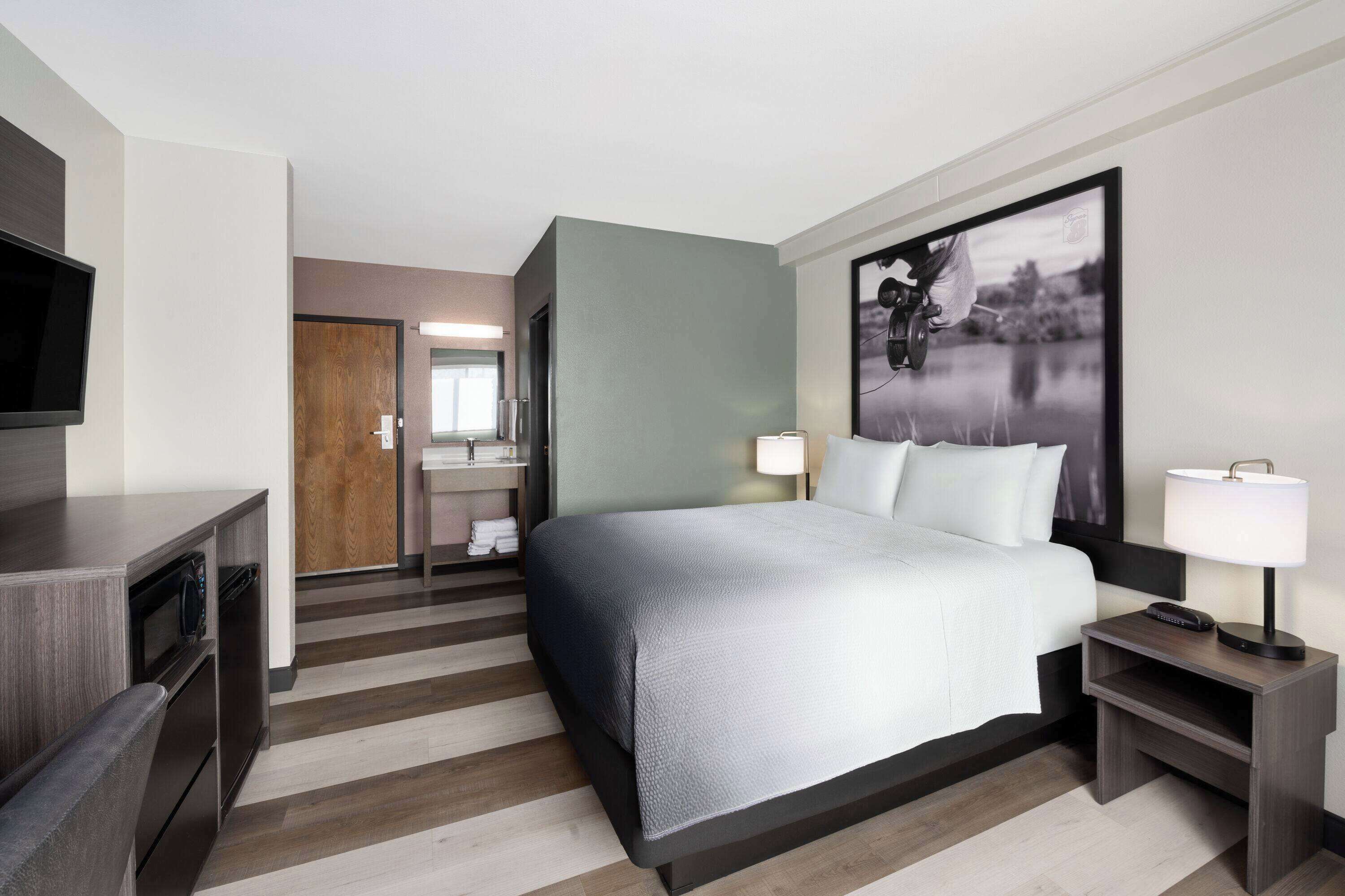 Pillow-top beds, desk, blackout curtains, iron/ironing board