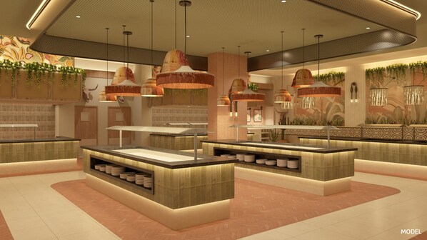 8 restaurantes; se sirven cenas y cocina internacional 