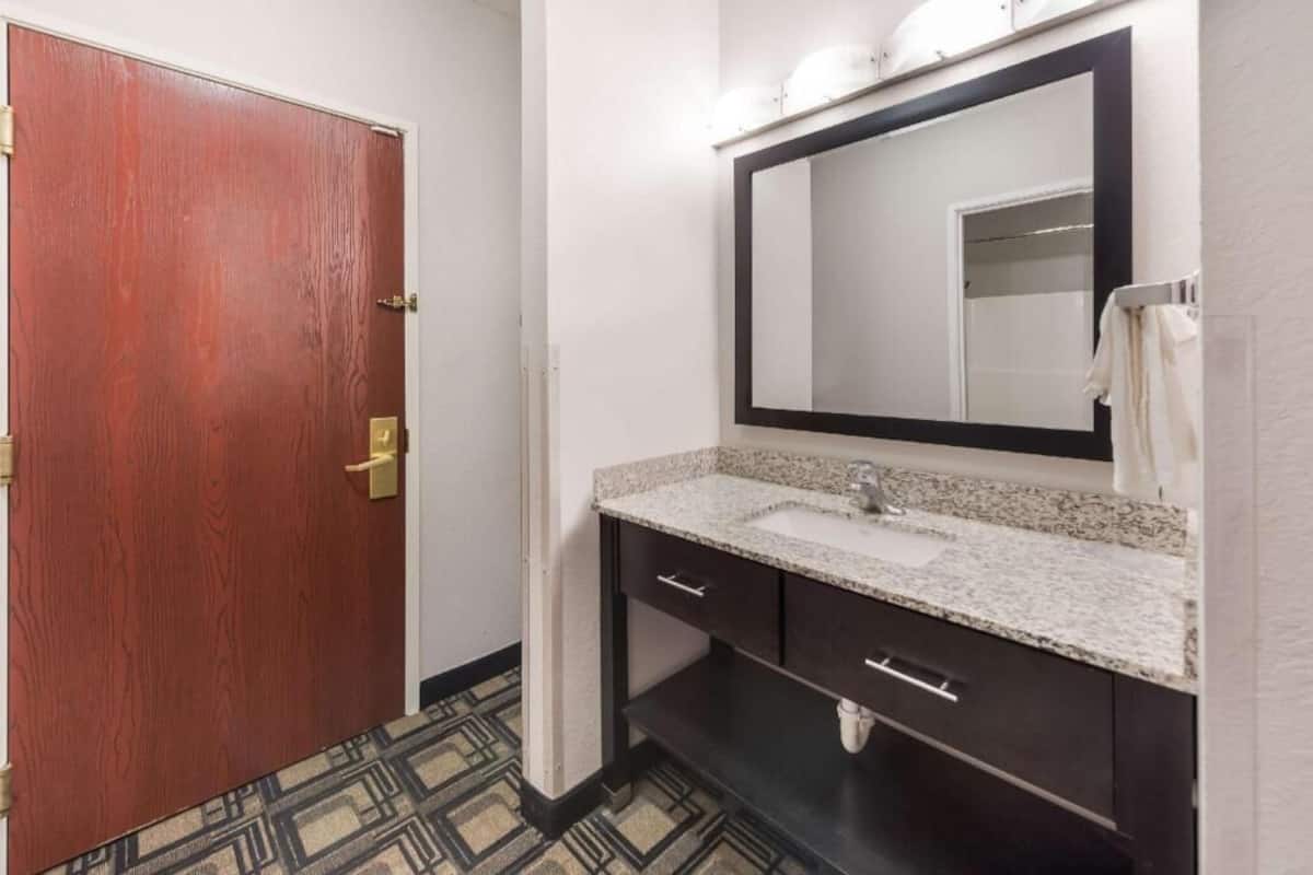 Bathroom | Combined shower/tub, free toiletries, hair dryer, towels