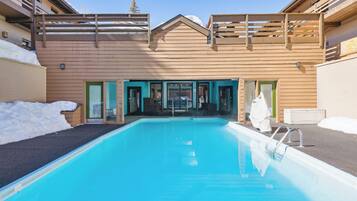 Indoor pool, outdoor pool, sun loungers