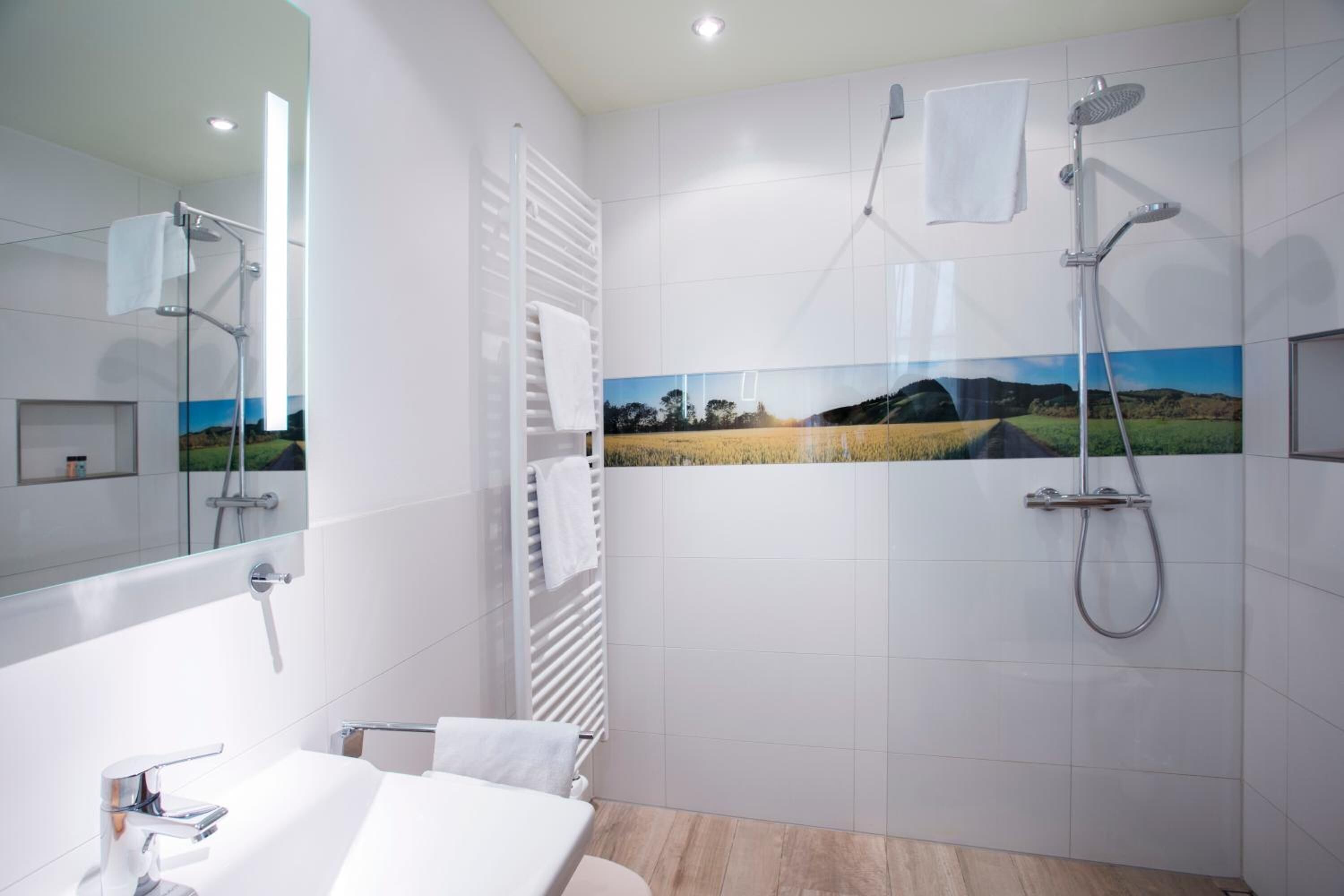 hair dryer, bathrobes, towels