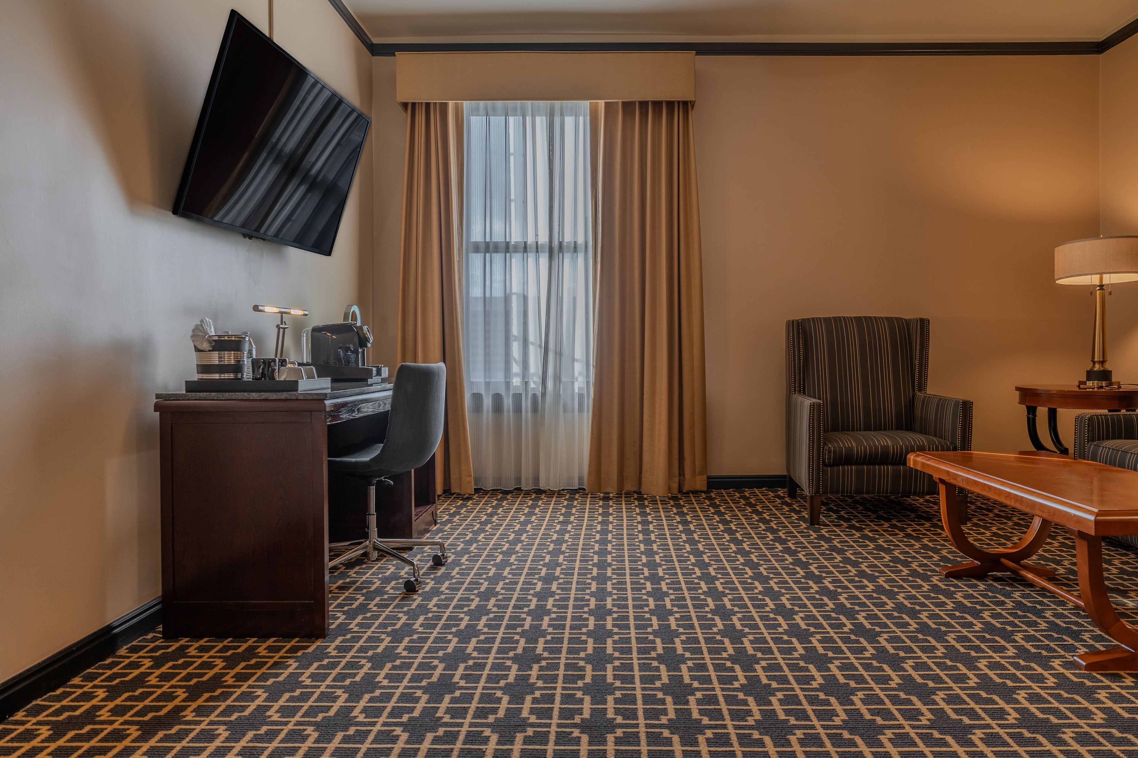 suite, 1 bedroom | living area | 55-inch tv with cable channels, ipod dock, mp3 dock