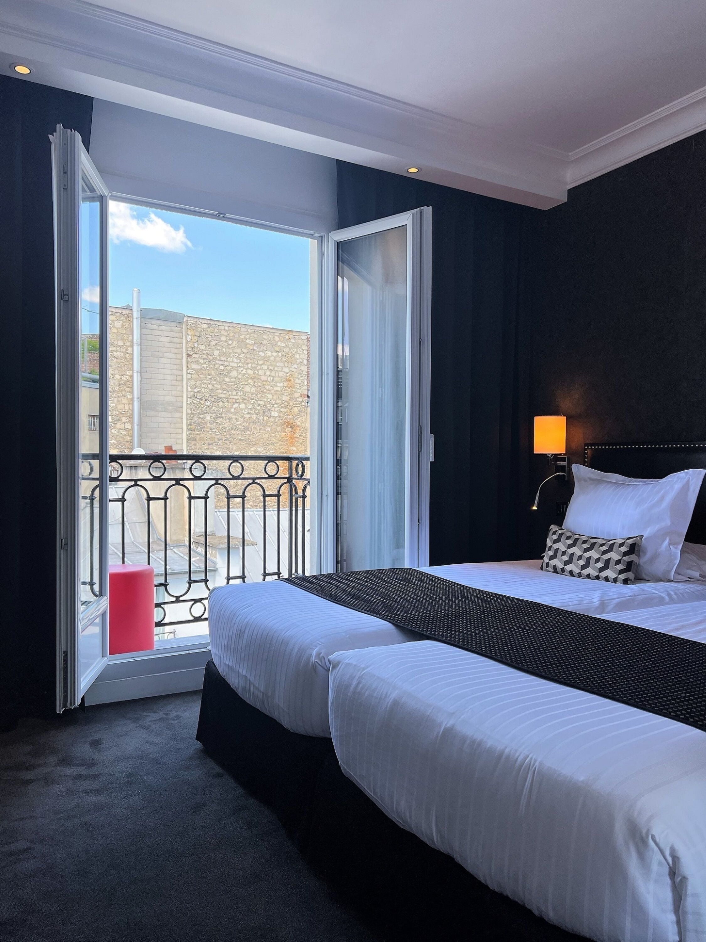 standard twin room | in-room safe, desk, laptop workspace, blackout curtains