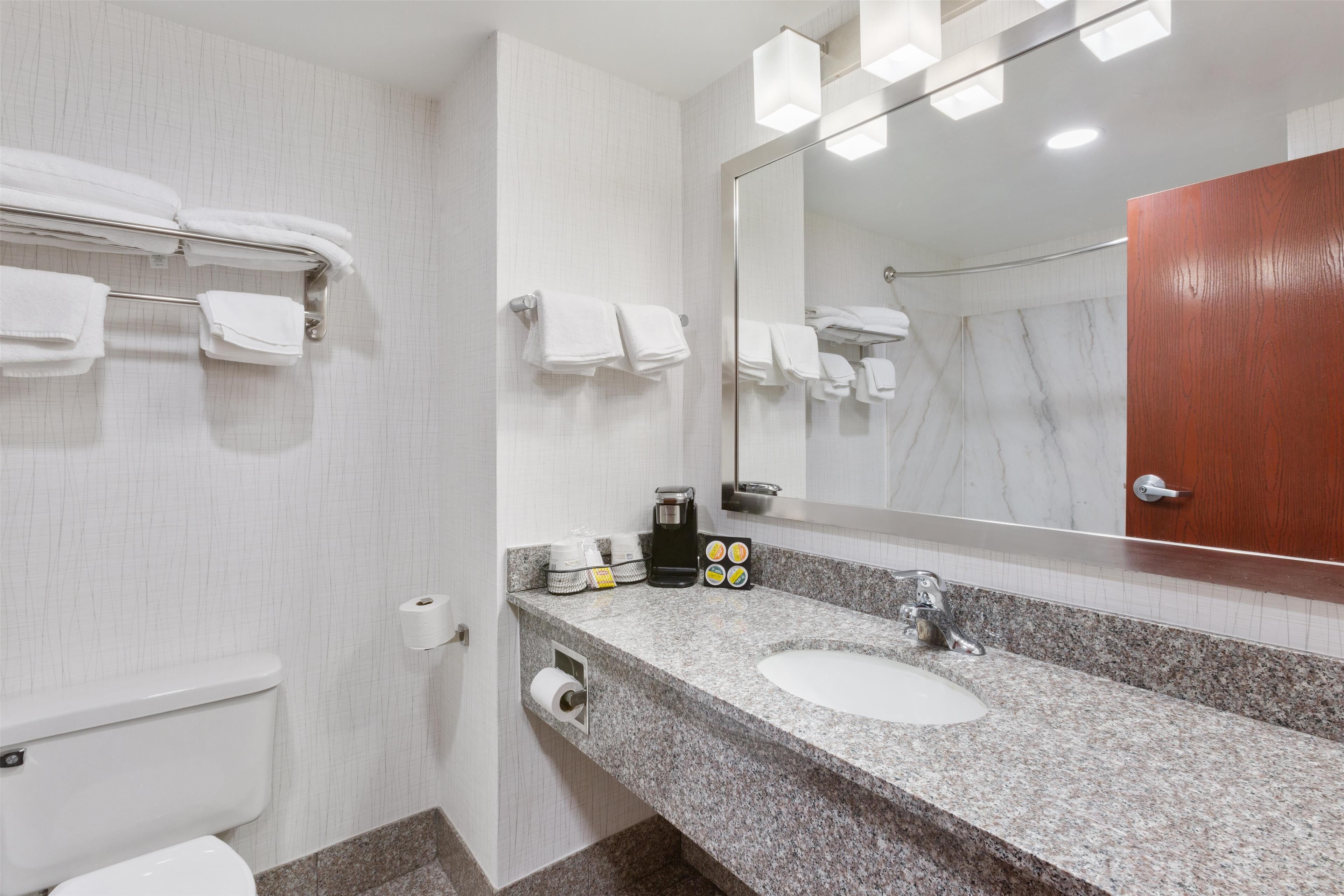 free toiletries, hair dryer, towels