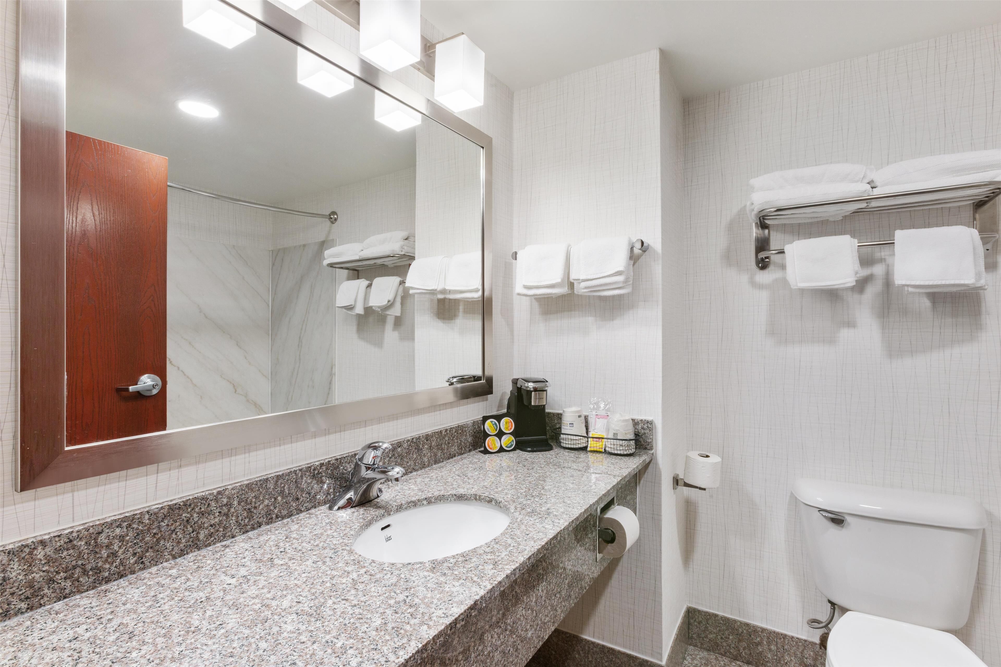 suite, 1 king bed, non smoking | bathroom | free toiletries, hair dryer, towels