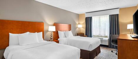 Standard Room, 2 Queen Beds, Non Smoking | In-room safe, desk, iron/ironing board, cribs/infant beds