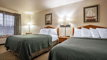 Standard Double Room, 2 Queen Beds, Non Smoking | 1 bedroom, desk, laptop workspace, blackout drapes