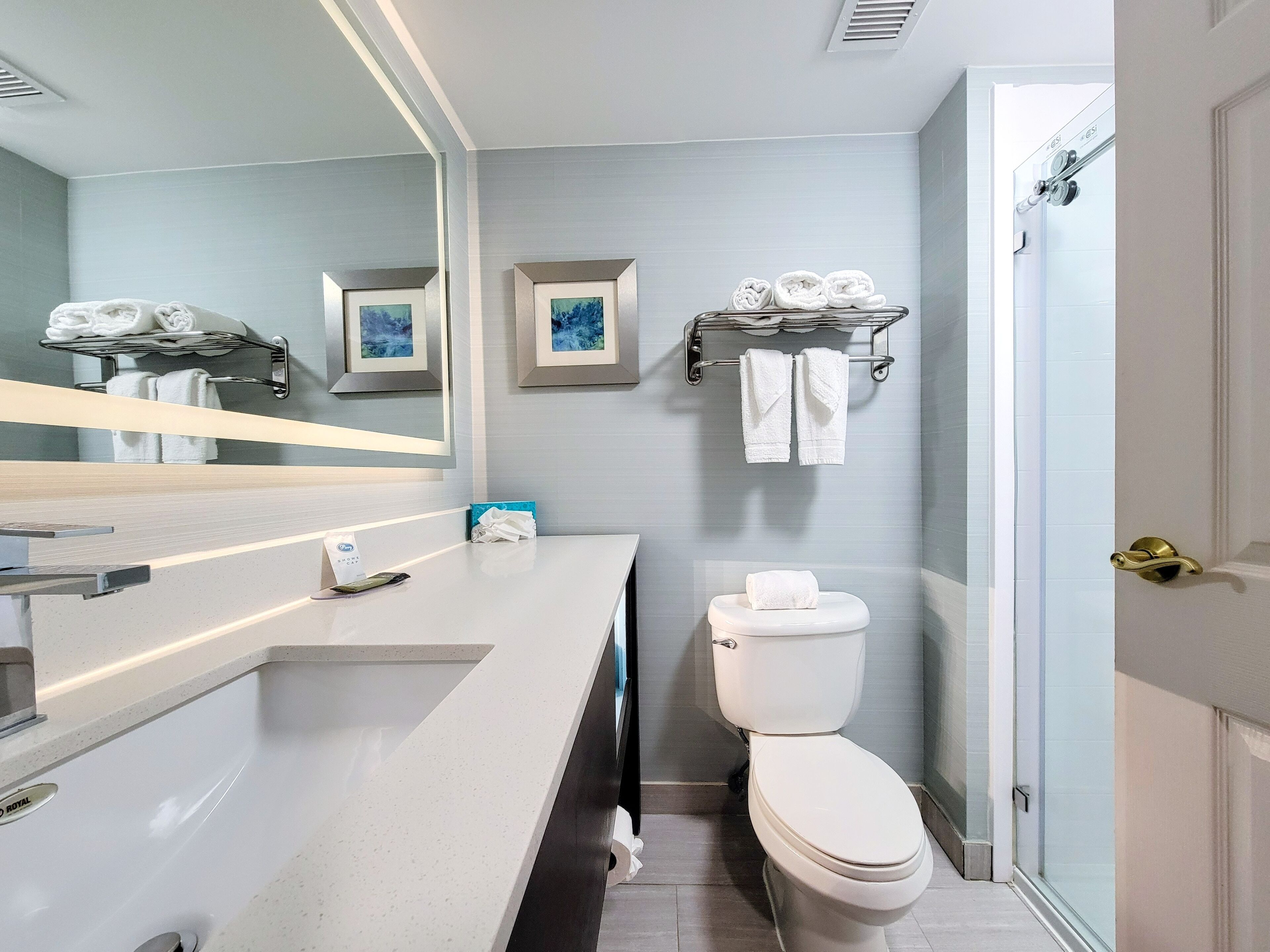 free toiletries, hair dryer, towels, soap