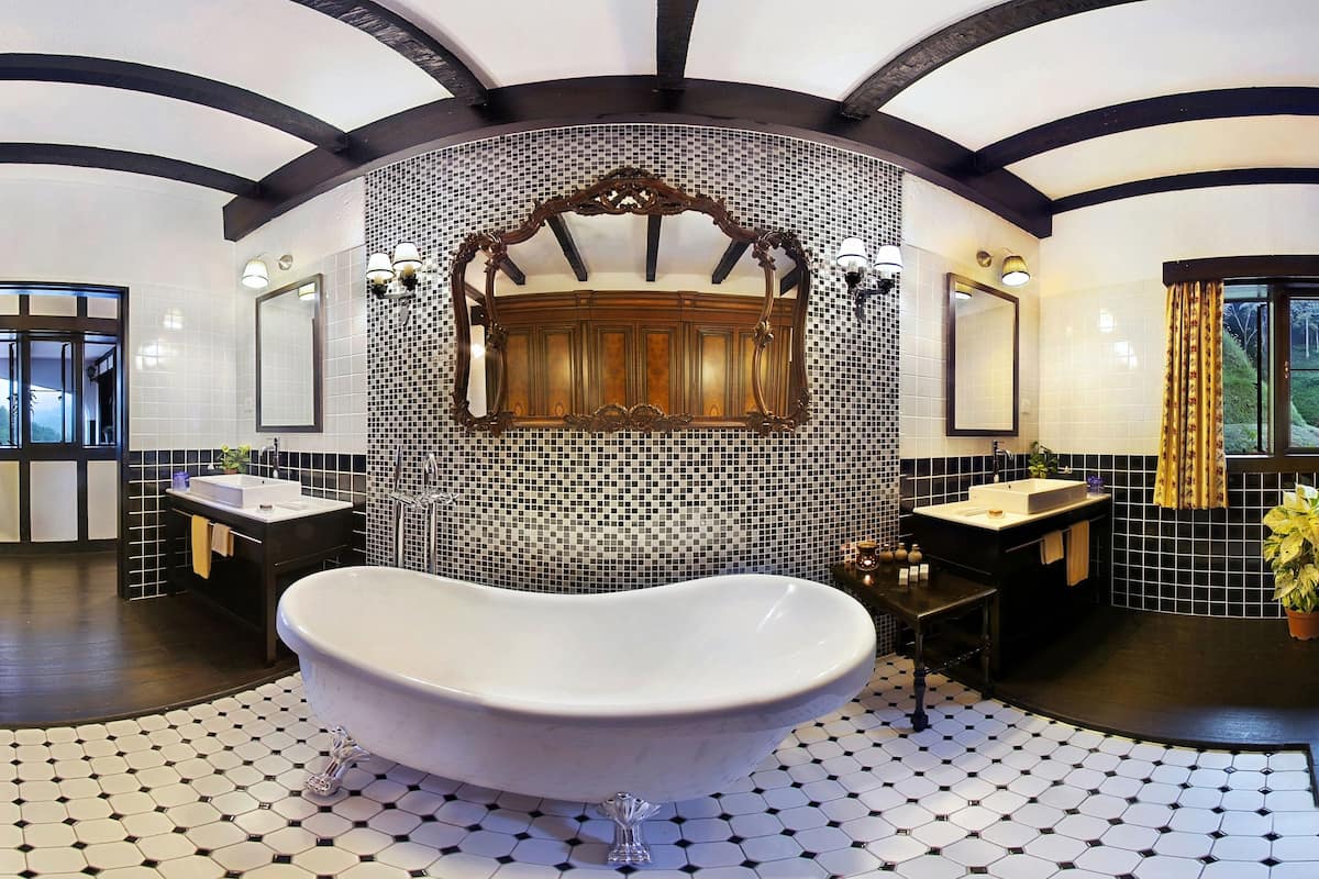 premium suite, 1 bedroom, fireplace, hill view | bathroom | separate bathtub and shower, free toiletries, hair dryer, bathrobes