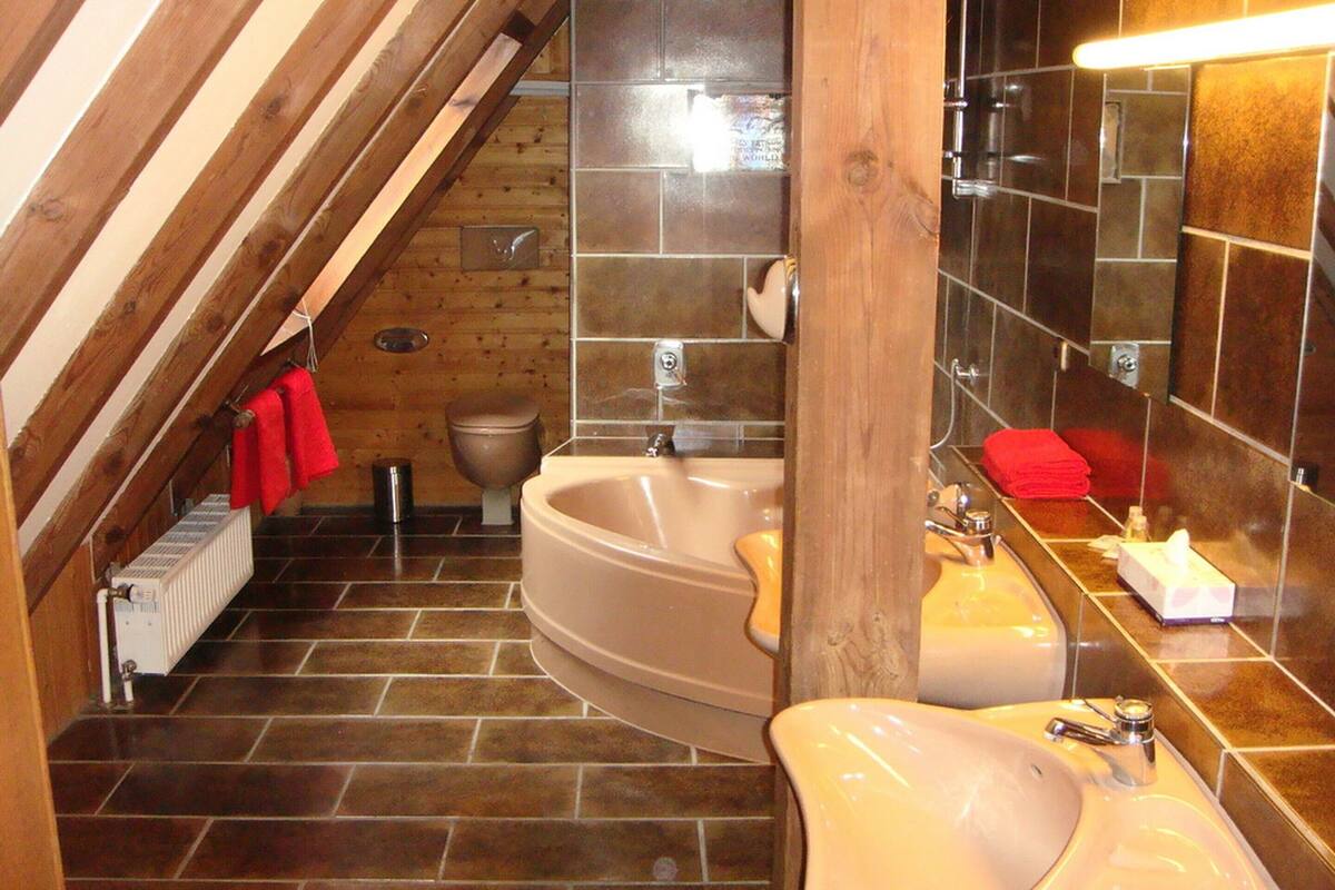 standard room | bathroom | shower, free toiletries, hair dryer, towels