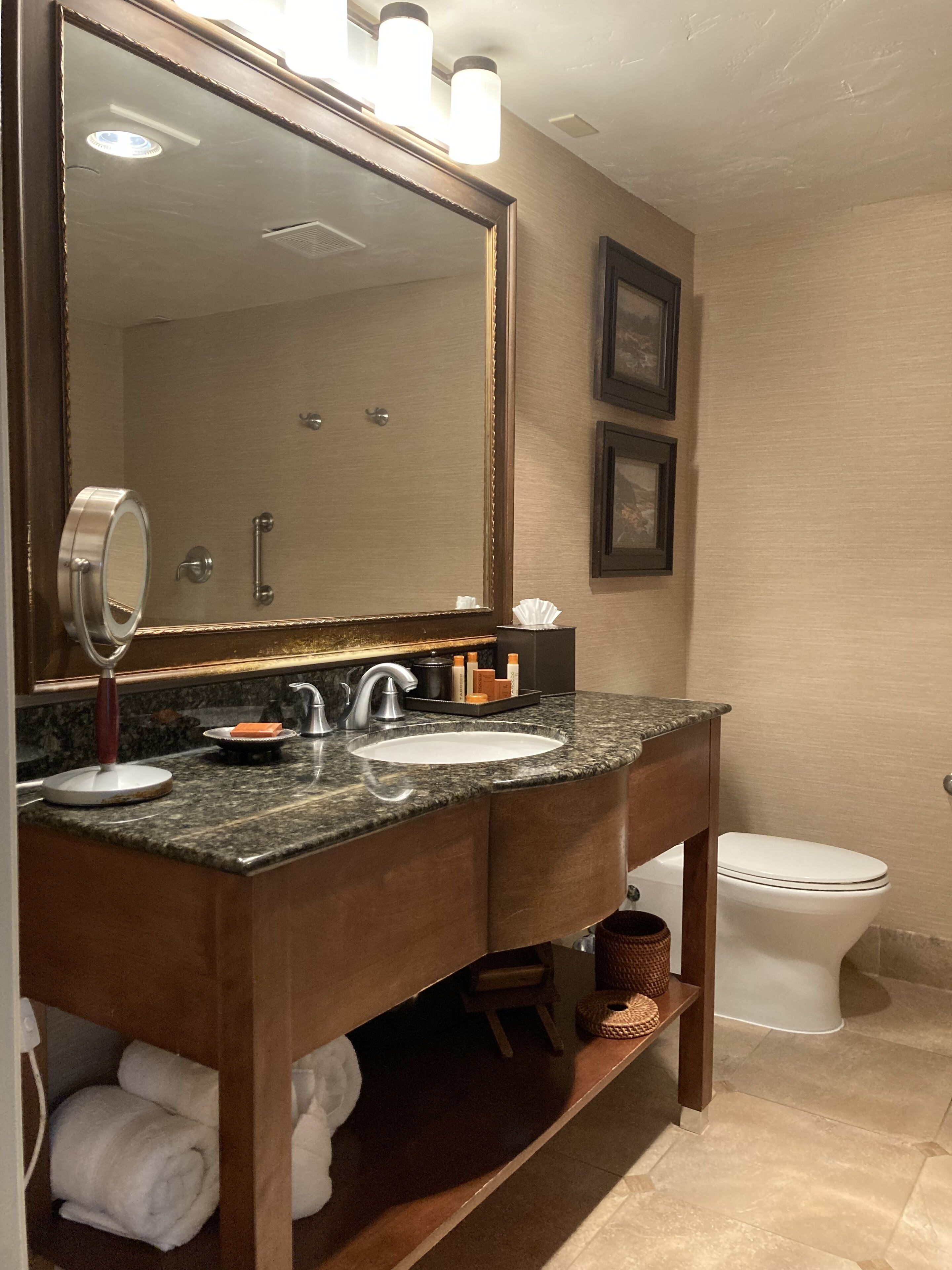 ocean view/patio | bathroom | designer toiletries, hair dryer, bathrobes, towels