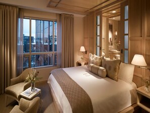 Premium bedding, desk, blackout drapes, iron/ironing board