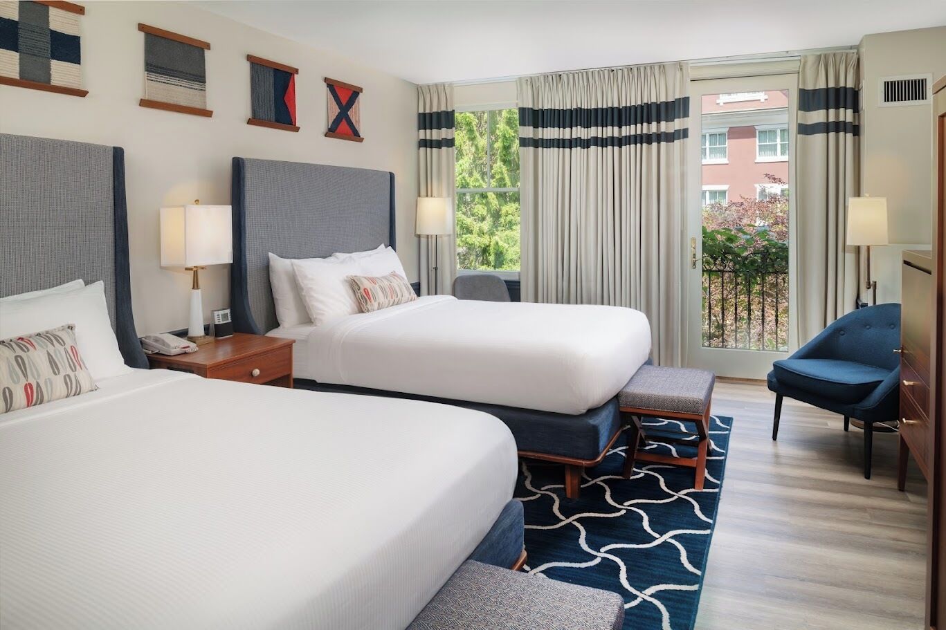 Premium bedding, desk, blackout curtains, iron/ironing board