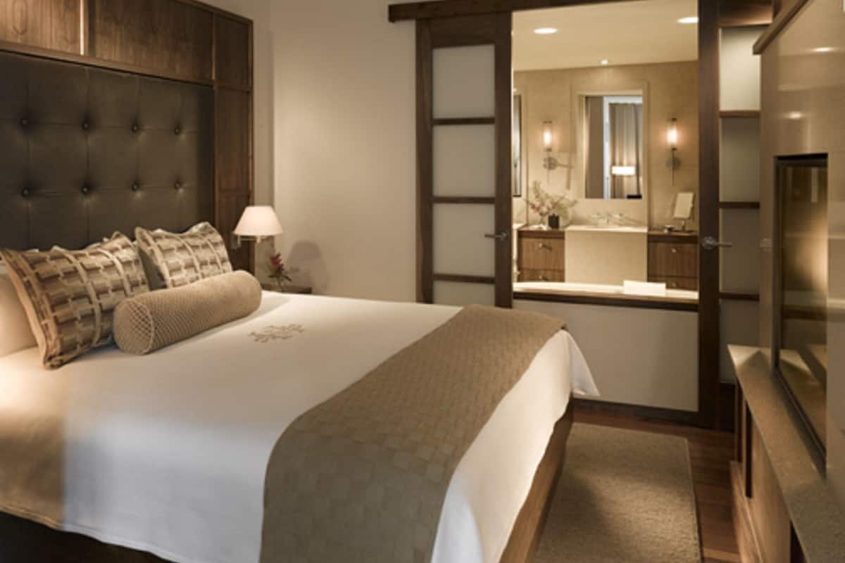 premium bedding, desk, blackout curtains, iron/ironing board