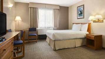 Premium bedding, pillowtop beds, desk, blackout drapes