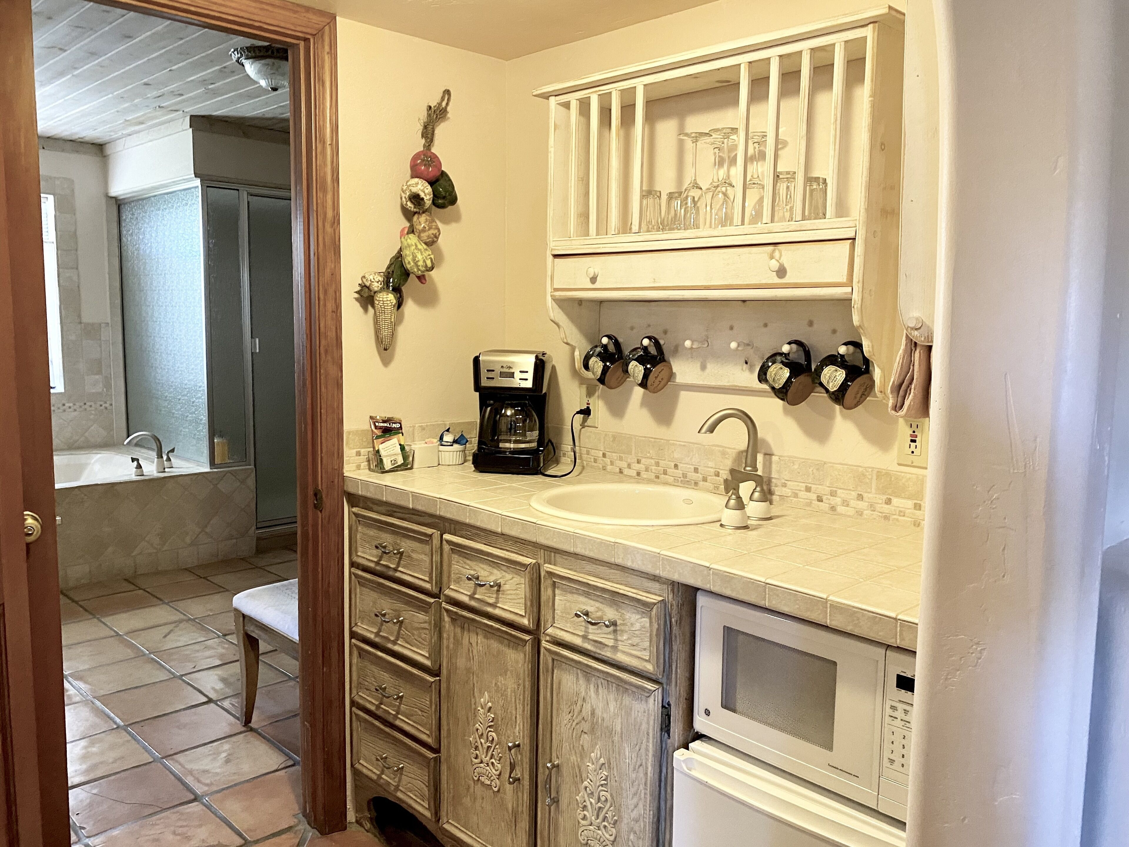 sedona suite | private kitchen | fridge, microwave, coffee/tea maker, reusable coffee/tea filters