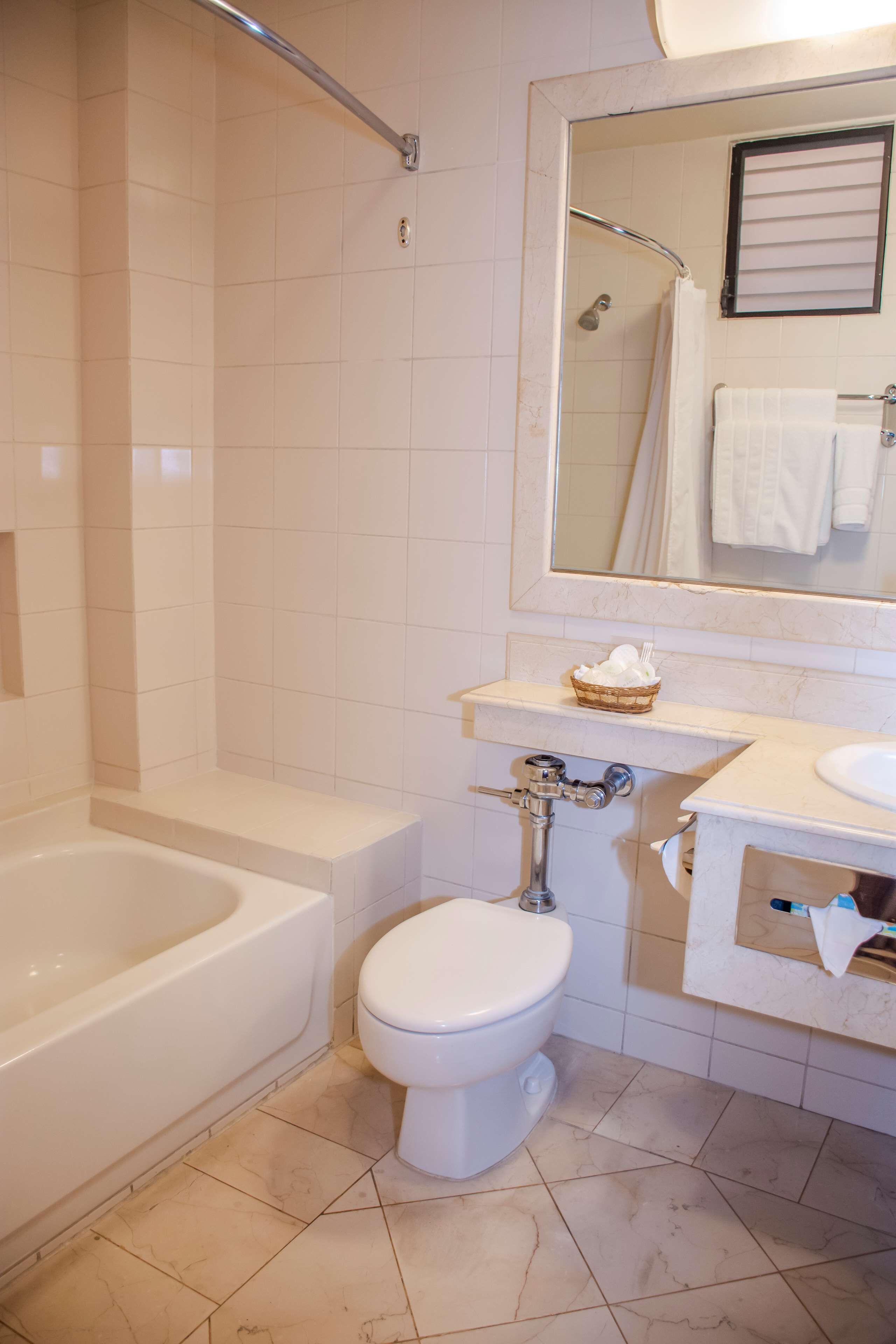 combined shower/bathtub, eco-friendly toiletries, hair dryer, towels