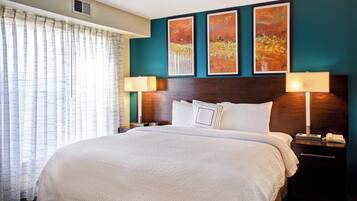 Premium bedding, desk, blackout drapes, iron/ironing board