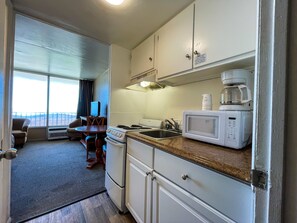 Room, 2 Bedrooms, Oceanfront | Private kitchen | Fridge, coffee/tea maker