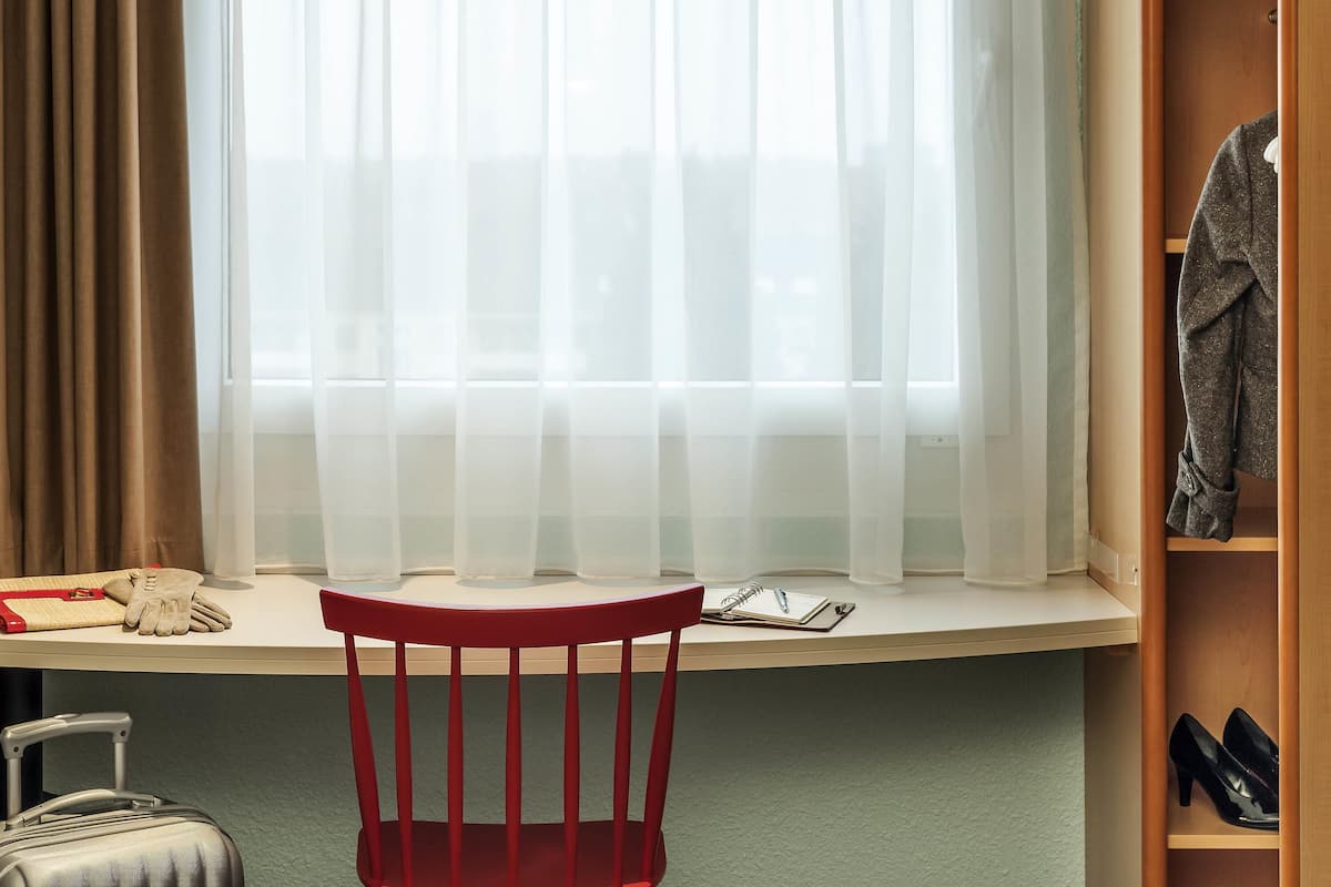 Hypo-allergenic bedding, desk, laptop workspace, soundproofing