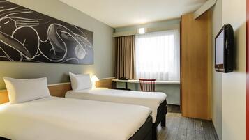 Hypo-allergenic bedding, desk, laptop workspace, soundproofing