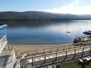 Private beach, sun loungers, beach umbrellas, kayaking