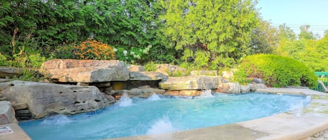 Indoor pool, seasonal outdoor pool, pool umbrellas, sun loungers