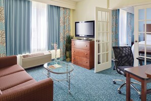 Suite, 1 Bedroom | Living room | 49-inch Smart TV with cable channels, TV, Netflix