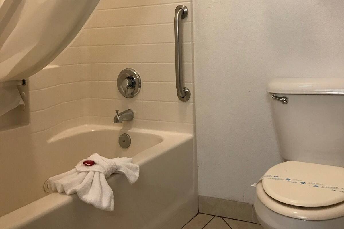 Bathroom | Combined shower/tub, hair dryer, towels