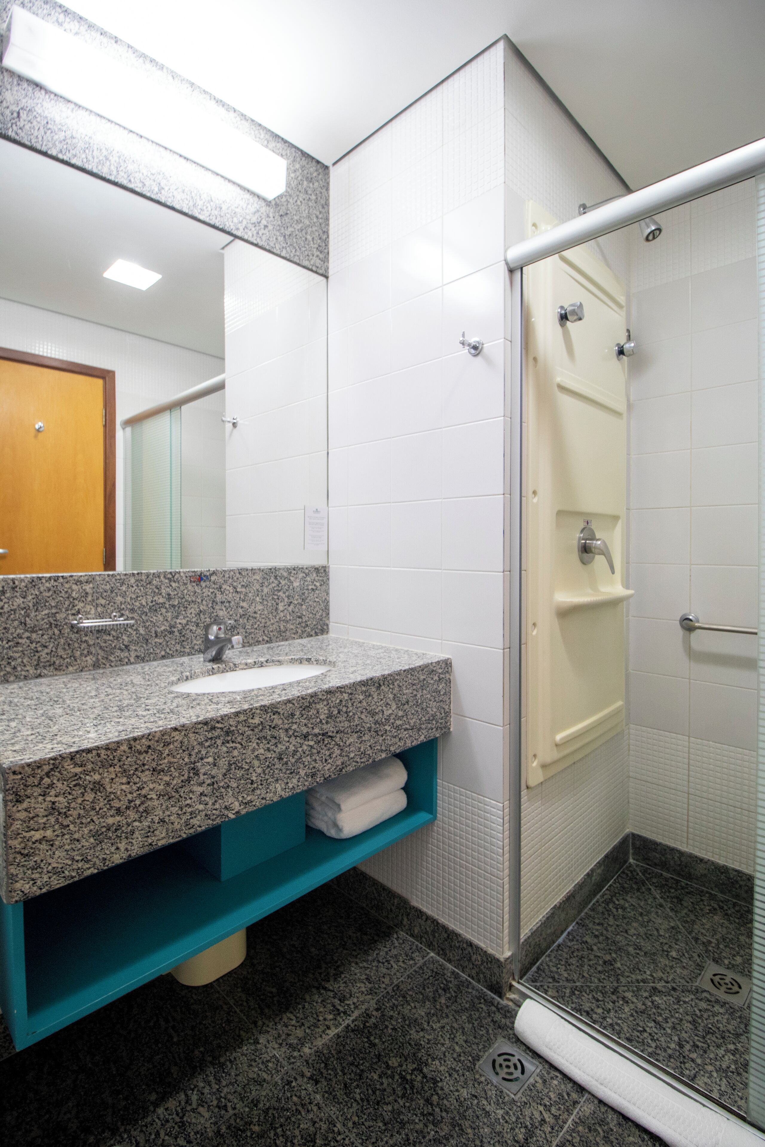 shower, eco-friendly toiletries, hair dryer, towels