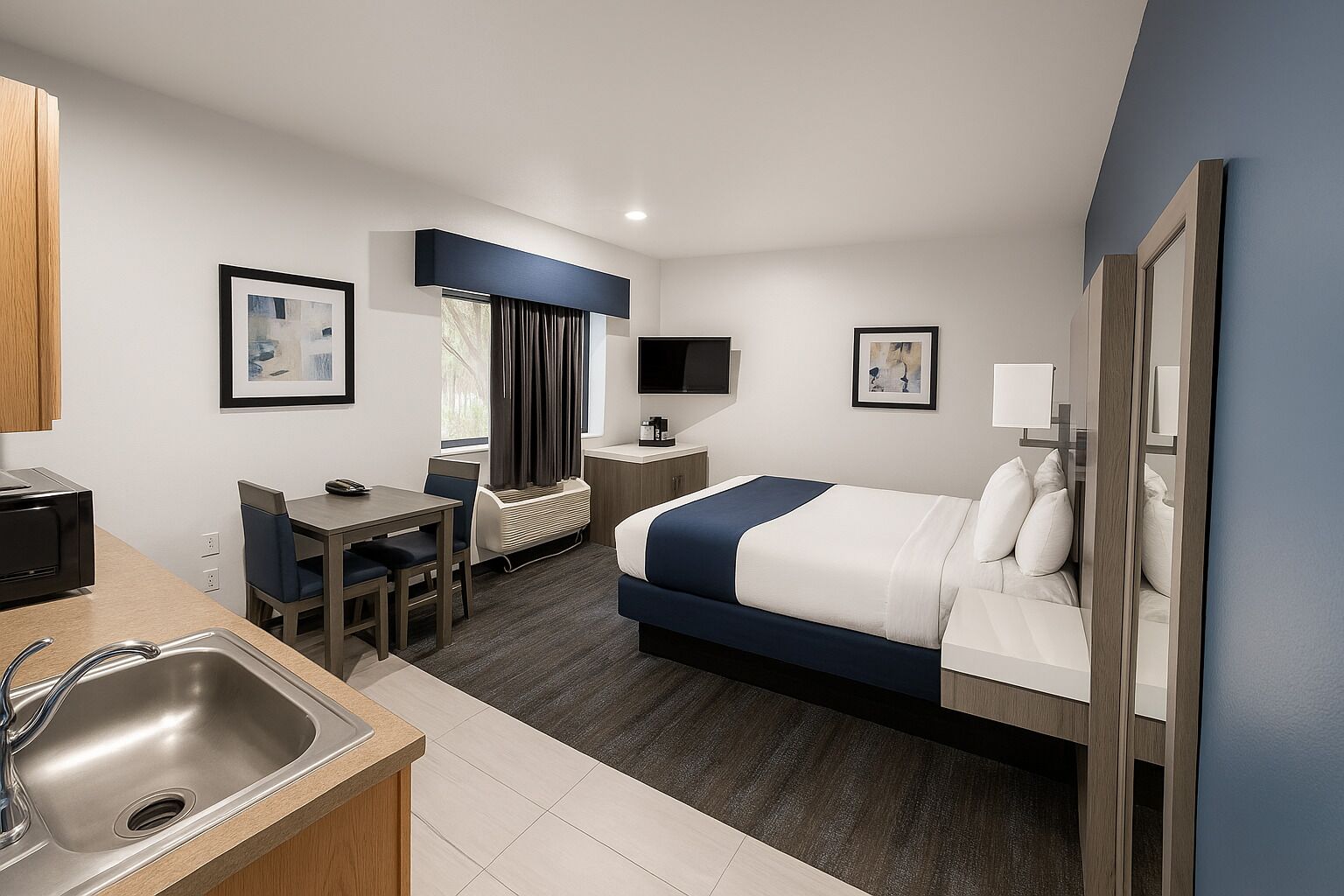 Quarto standard, 1 cama King | Cortinas blackout, ferros/tábuas de passar roupa, Wi-Fi (sobretaxa)