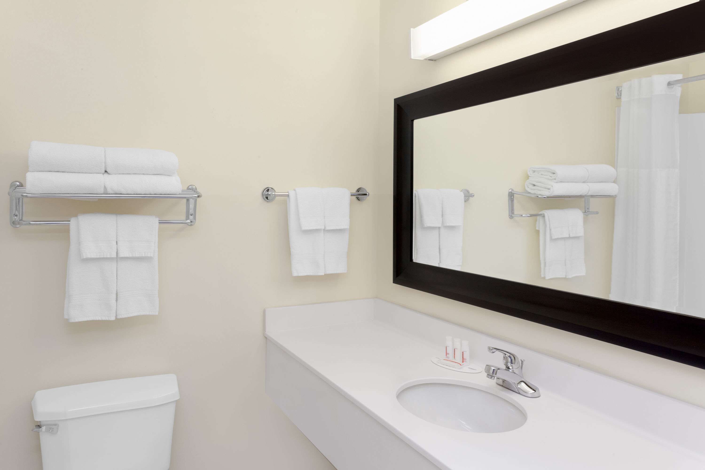 Combined shower/bathtub, free toiletries, hair dryer, towels