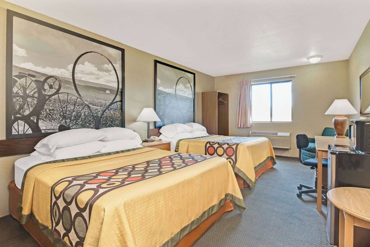 Standard Room, 2 Queen Beds, Non Smoking | Desk, blackout drapes, iron/ironing board (on request), cribs (free)