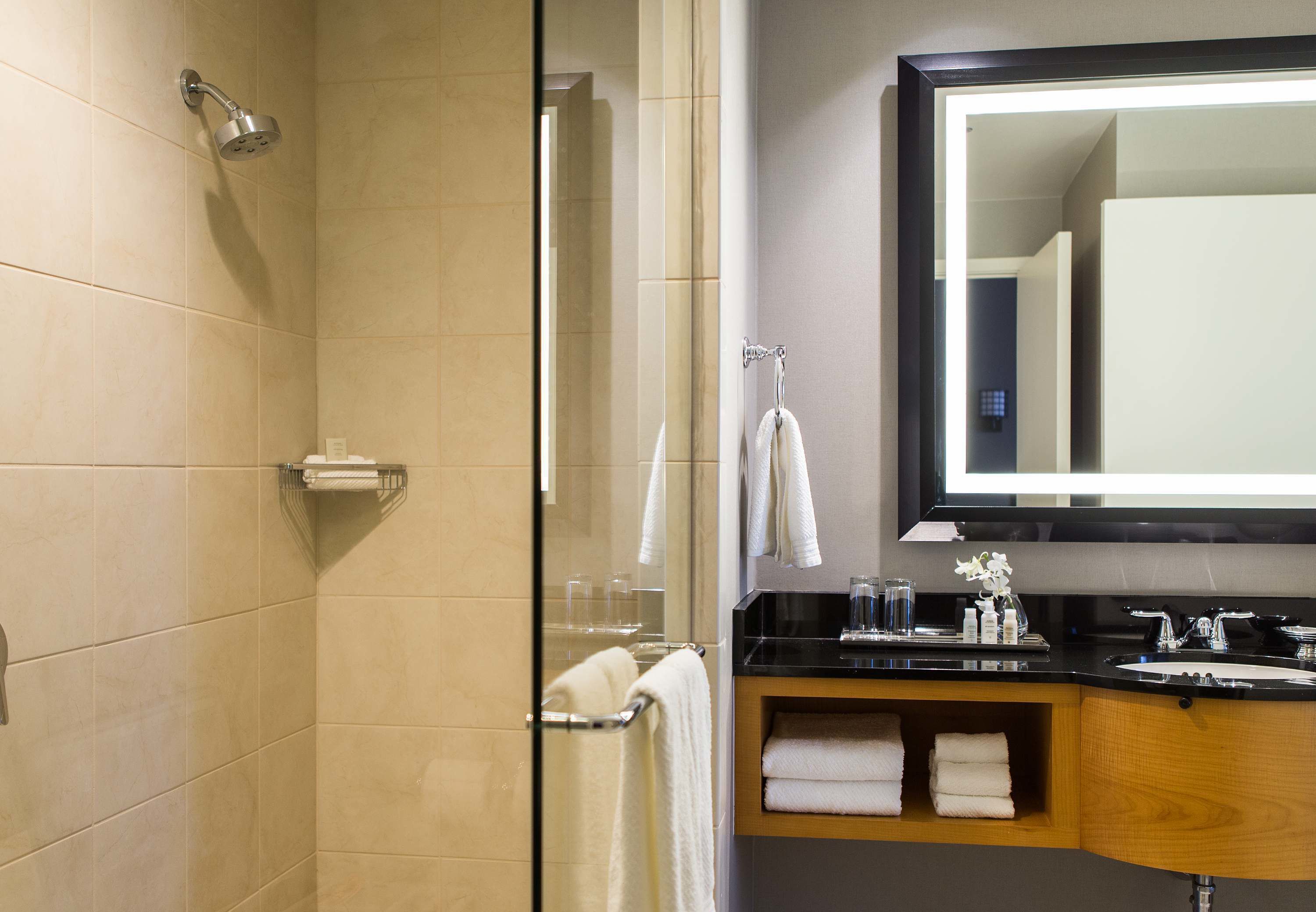 free toiletries, hair dryer, towels