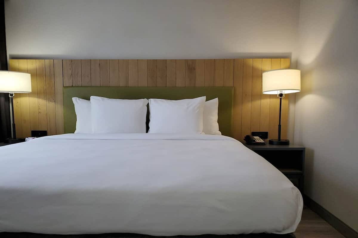 Down comforters, in-room safe, desk, blackout drapes