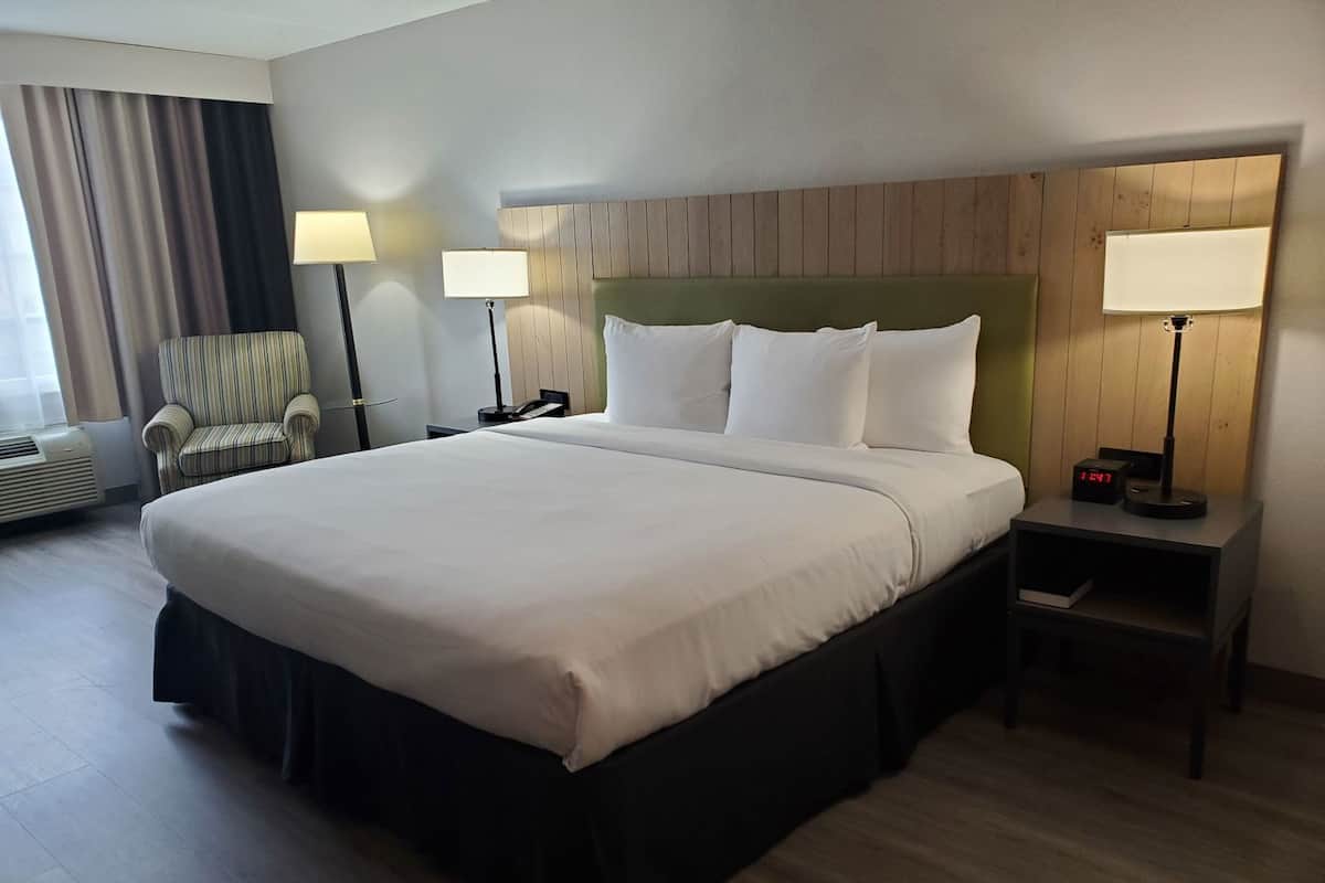 Down comforters, in-room safe, desk, blackout drapes