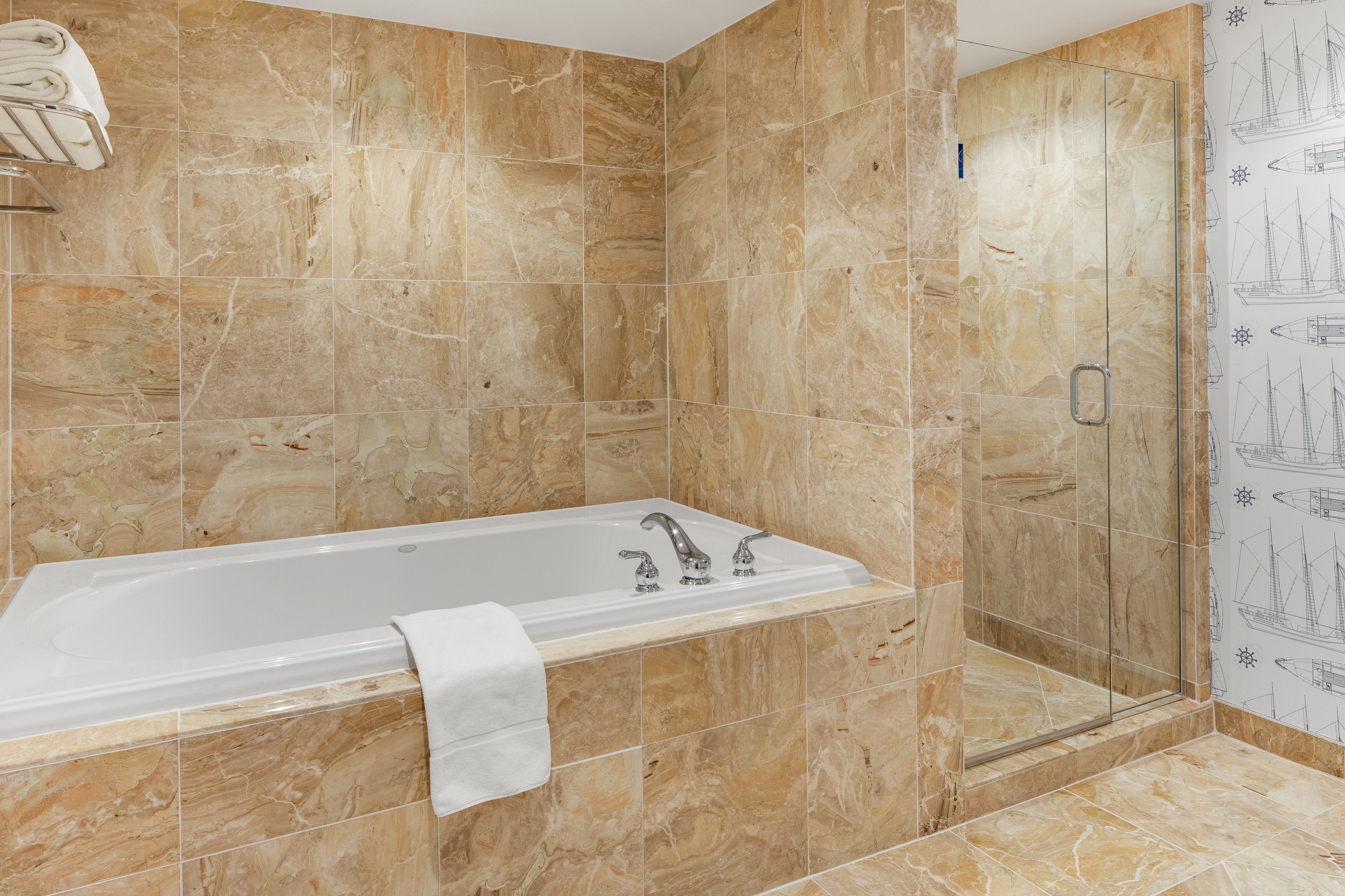 shower, designer toiletries, hair dryer, dressing gowns