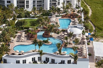 2 outdoor pools, open 8:00 AM to 9:00 PM, cabanas (surcharge) at Trump International Beach Resort