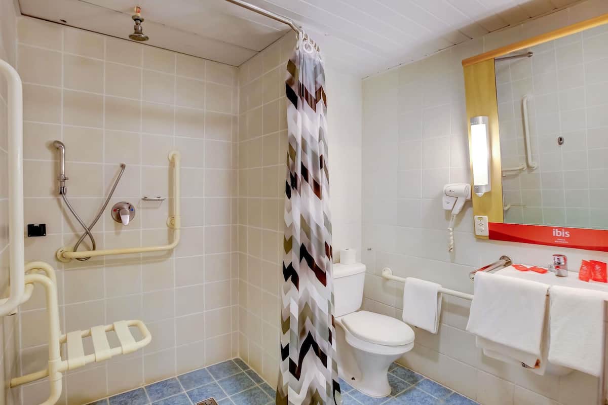 minibar, desk, laptop workspace, blackout curtains