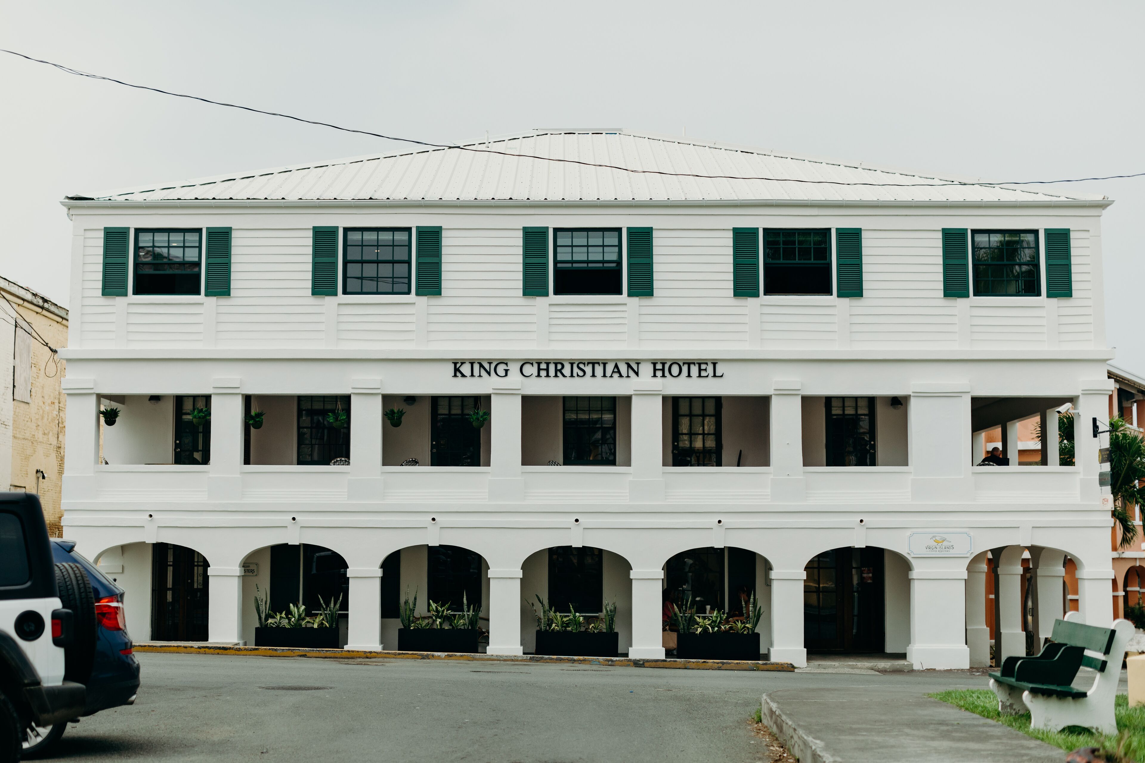 A two-story building with the sign "King Christian Hotel" at the top.