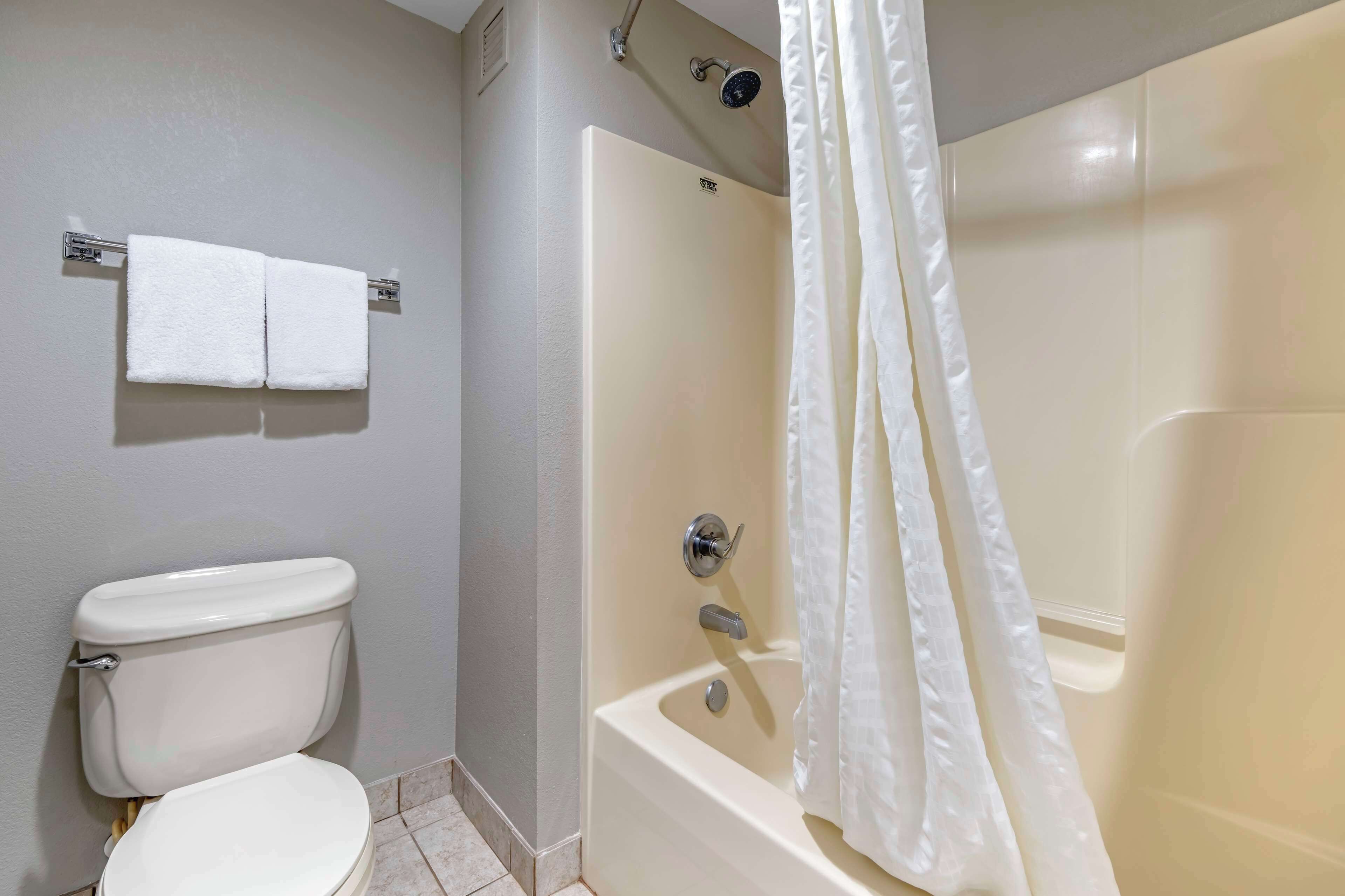 suite, 1 king bed with sofa bed, non smoking, refrigerator & microwave (with sofabed) | bathroom | combined shower/bathtub, free toiletries, hair dryer, towels